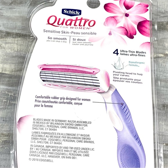 NWT Schick Quattro Sensitive Skin Razors 3-Count 4-Blade Disposable Shave 3 Pack - Picture 6 of 9